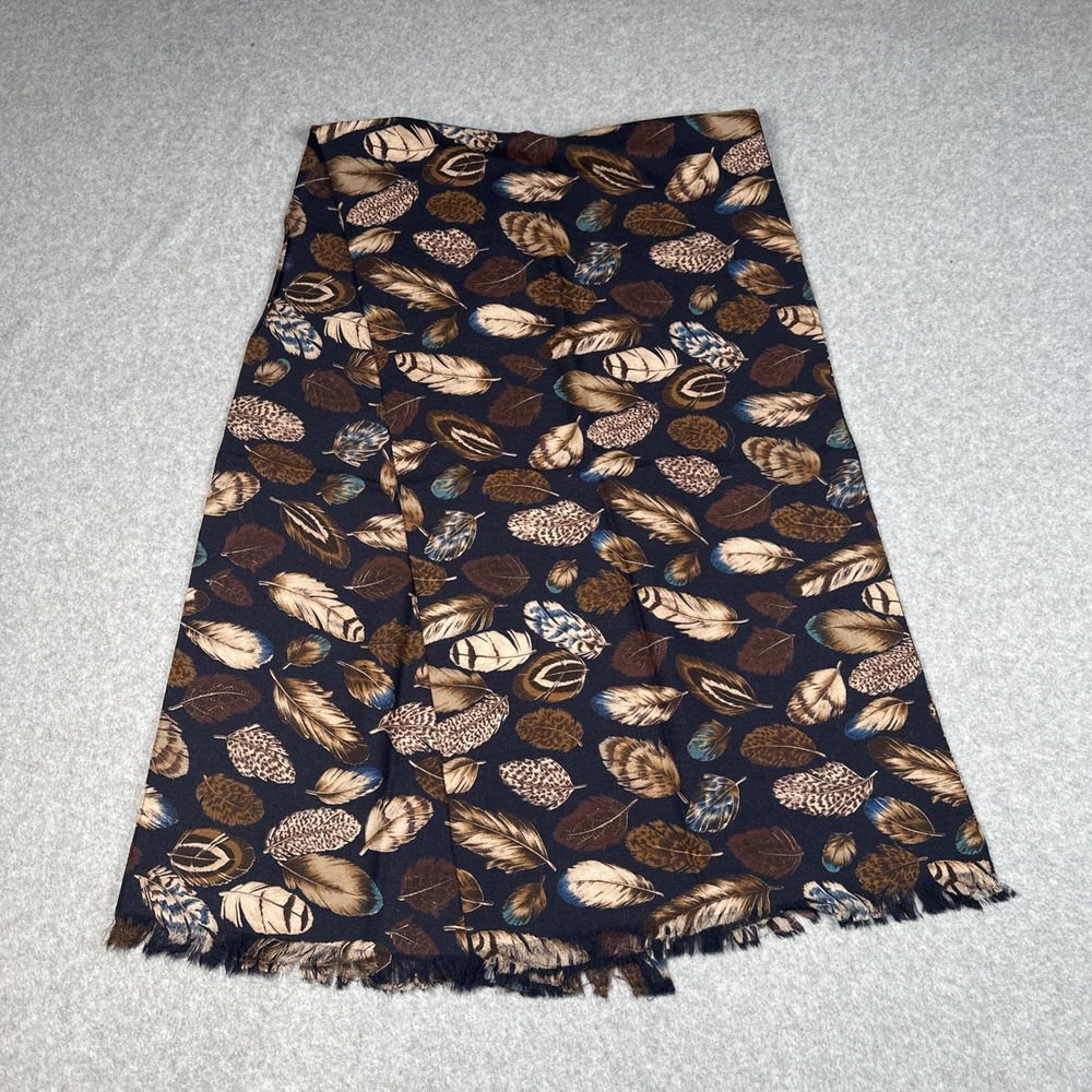 Paul Smith Wool Tube Scarf Navy Feather Print Made England Designer 14x52in